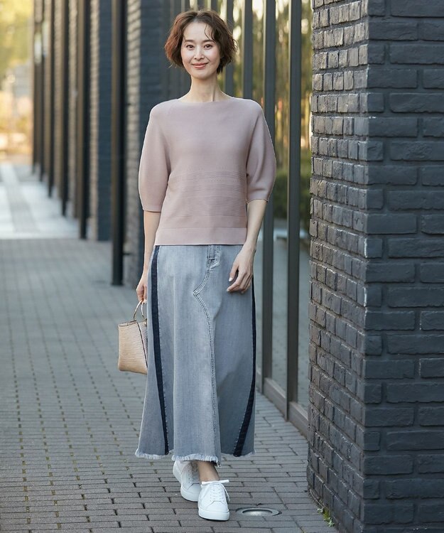 自由区 【XSサイズ～/洗える】ドライタッチホールガーメント ニット ベージュ系