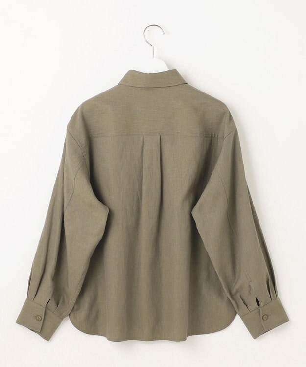 自由区 【洗える】ドビーオックスストレッチシャツ アウター カーキ
