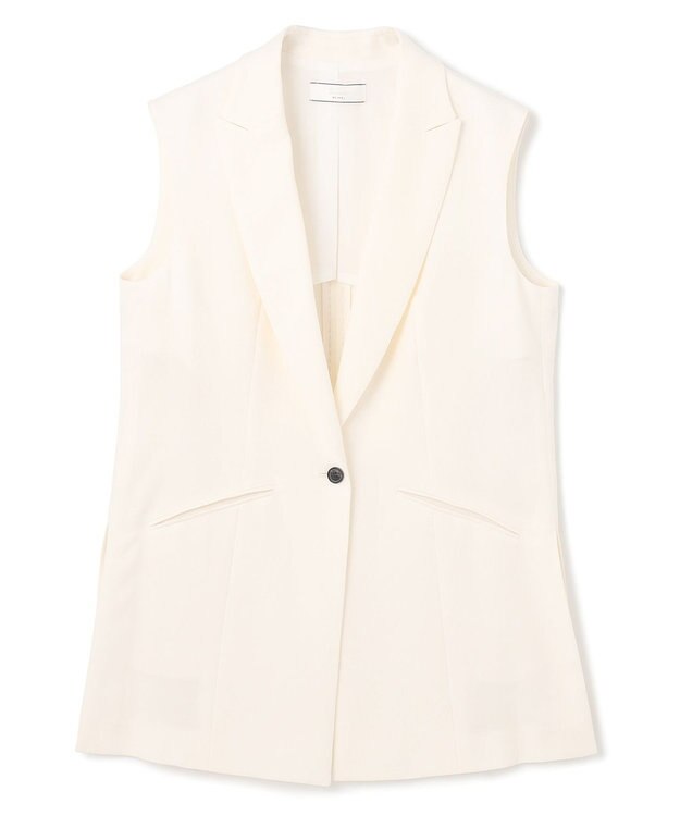 BEIGE， 【洗える】CAROLE / リネンライクノースリーブジレジャケット Ecru