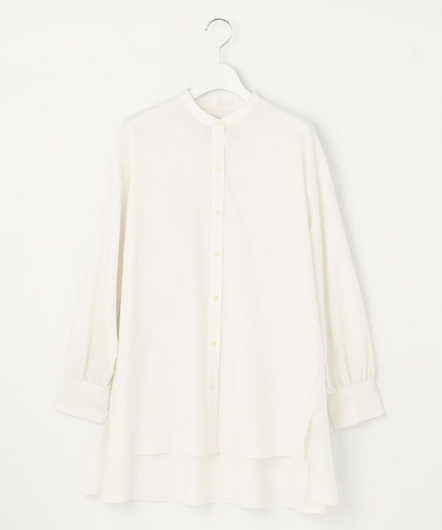 UNFILO 【GISELe 6月号掲載/洗える】リネンレーヨンバンドカラーシャツ オフ