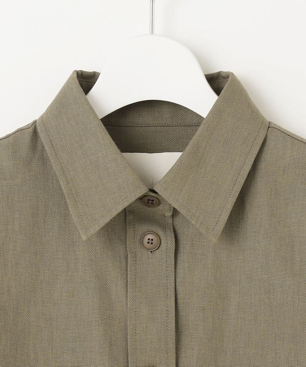 自由区 【洗える】ドビーオックスストレッチシャツ アウター カーキ