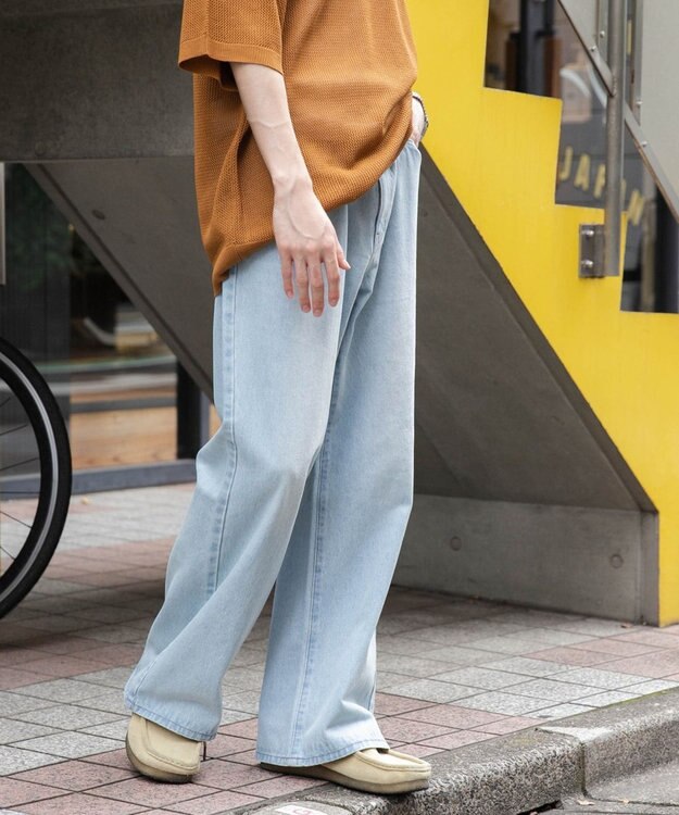 WEGO 【ユニセックス着用ITEM/SMLサイズ展開】デニムルーズフレアパンツ デニム淡色