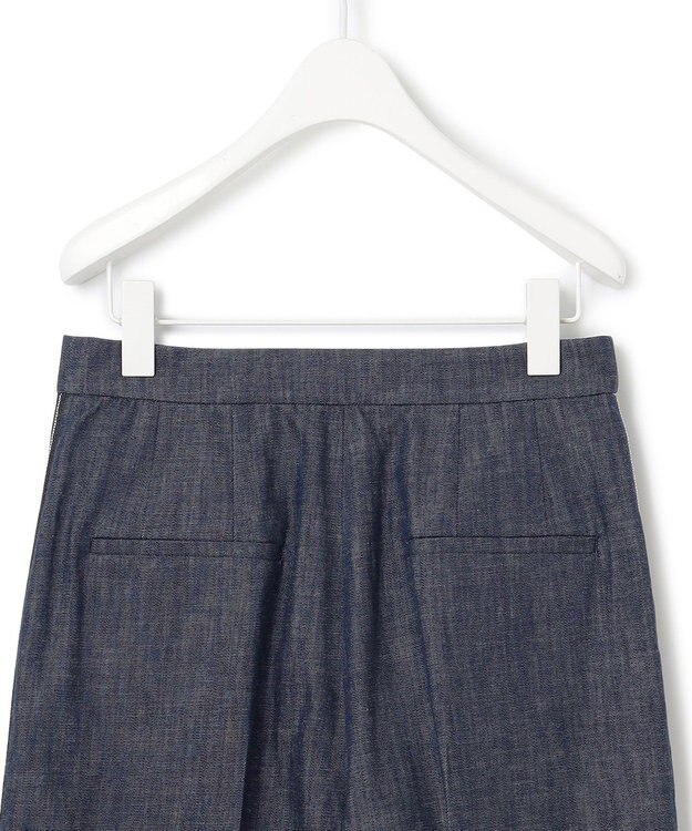 ICB 【洗える】 コットンリアクティブデニム ワイドストレートパンツ インディゴ系