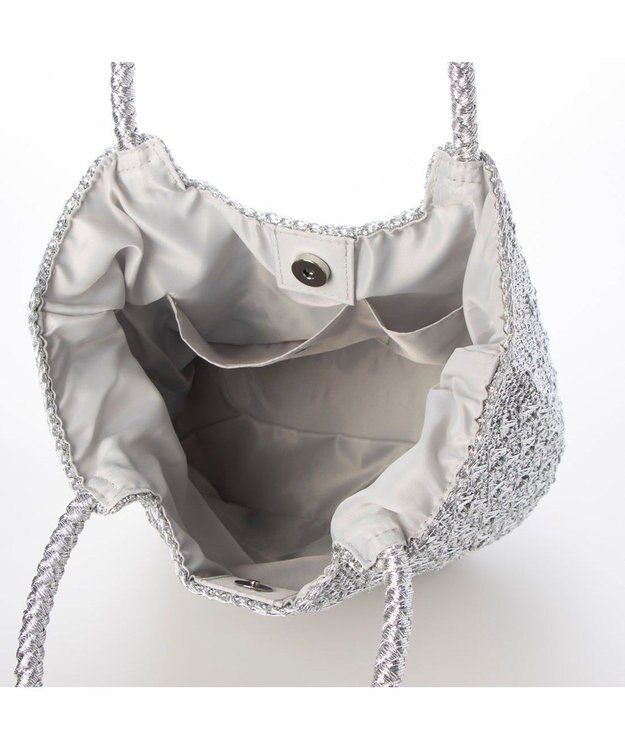 UNBILLION カシュカシュ cachecache / メタリックコード柄編みトートバッグ シルバー