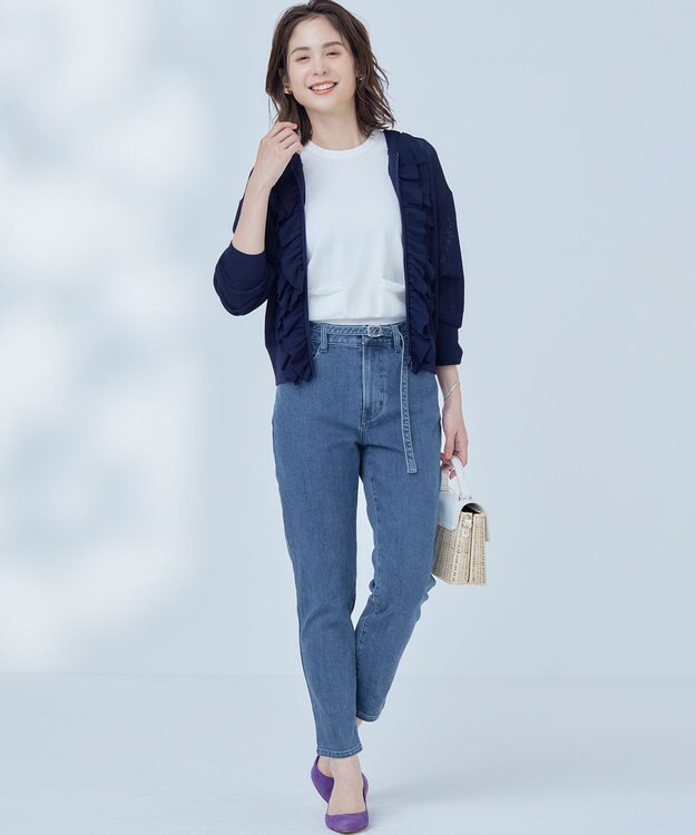 組曲 【WEB限定】  シアーニットフリルパーカー ネイビー系