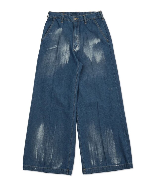 WEGO メタリックプリントデニムパンツ デニム中濃加工色