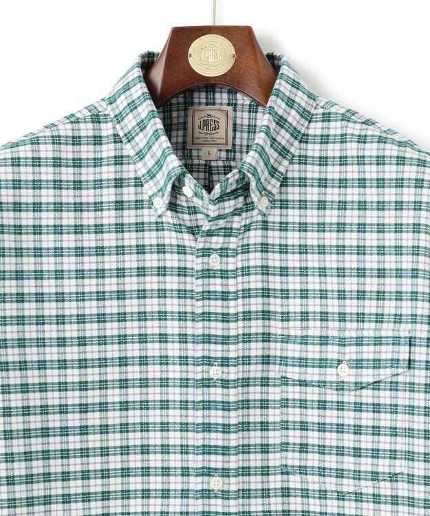 J.PRESS MEN ストレッチ コットンネルシャツ グリーン系3