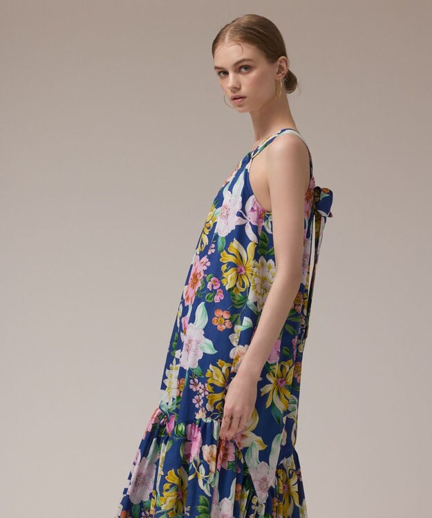 GRACE CONTINENTAL フラワープリントキャミドレス ブルー