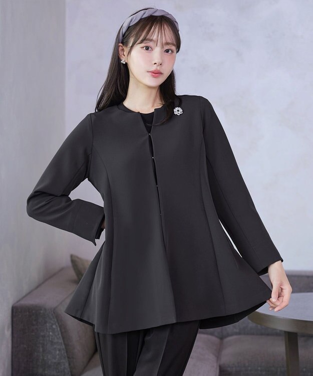 Tiaclasse バックフレアロングジャケット チャコールグレー