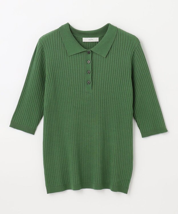 ANY 【洗濯機可能】ポロカラーニット リーフグリーン