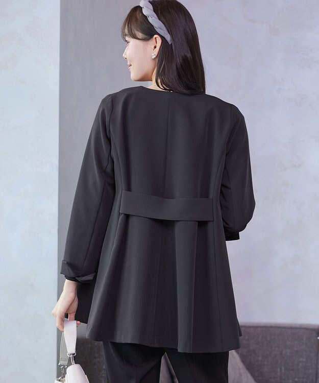 Tiaclasse バックフレアロングジャケット チャコールグレー