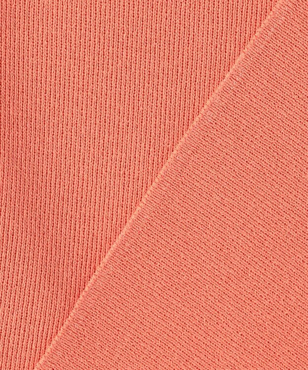 ICB L シンセティックフルニードル Vネックニット ライトコーラル×トープライン