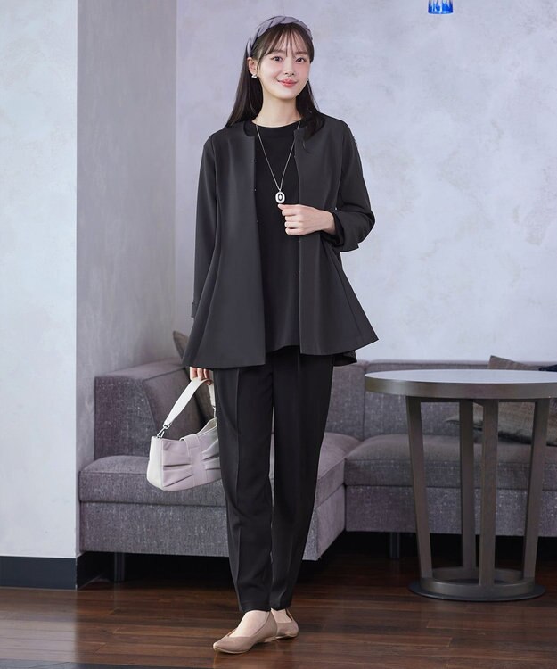 Tiaclasse バックフレアロングジャケット チャコールグレー