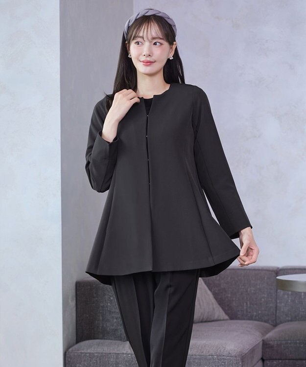 Tiaclasse バックフレアロングジャケット チャコールグレー