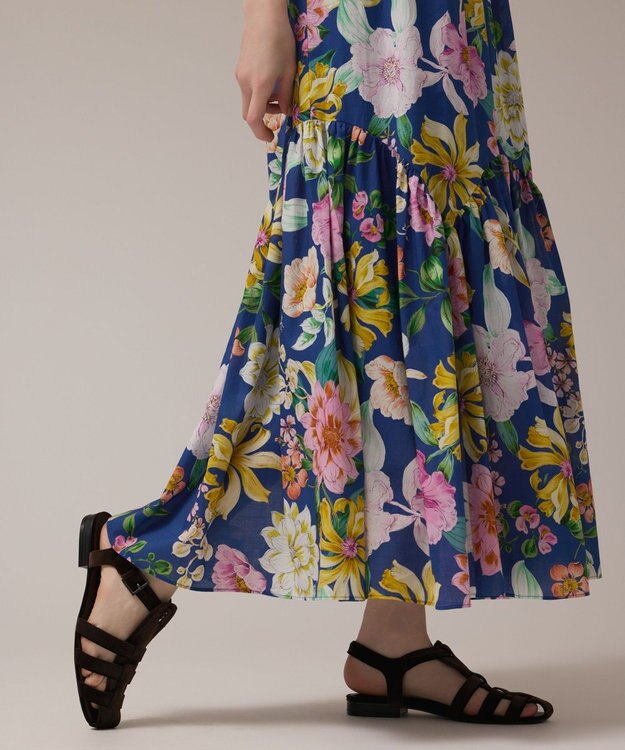 GRACE CONTINENTAL フラワープリントキャミドレス ブルー