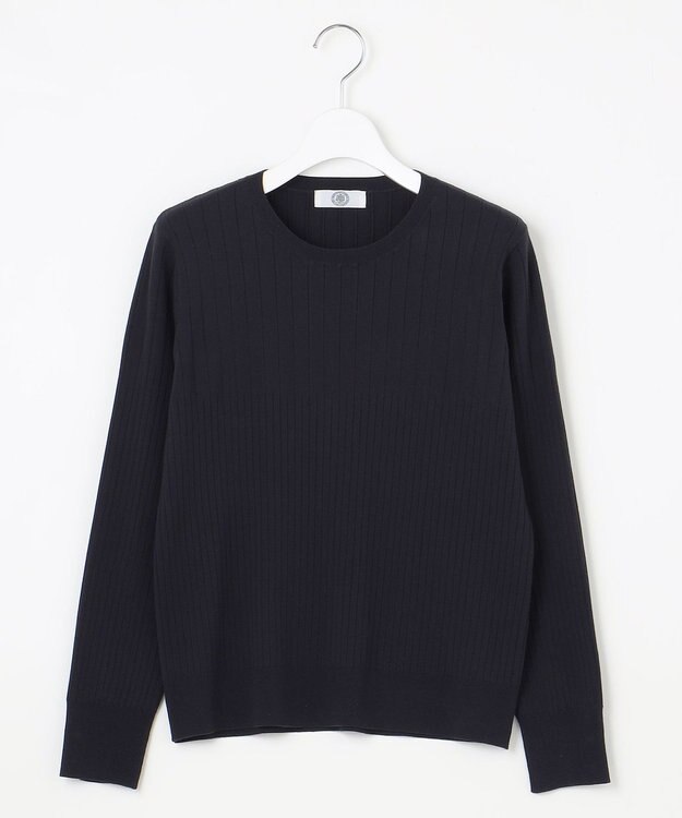 J.PRESS LADIES 【洗える】RAYON STRETCH PLAIN クルーネック ニット ネイビー系