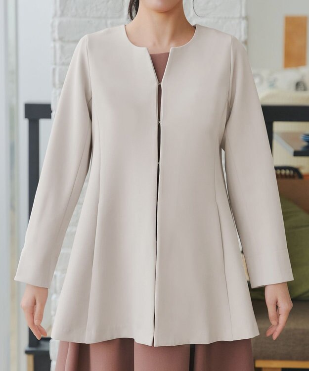 Tiaclasse バックフレアロングジャケット グレージュ