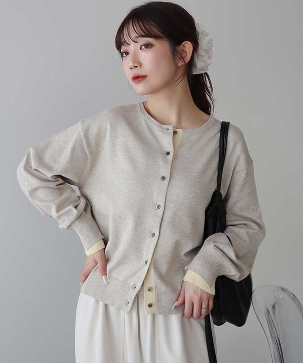 earth music&ecology 【一部予約】カラーコンビニットカーディガン ベージュ