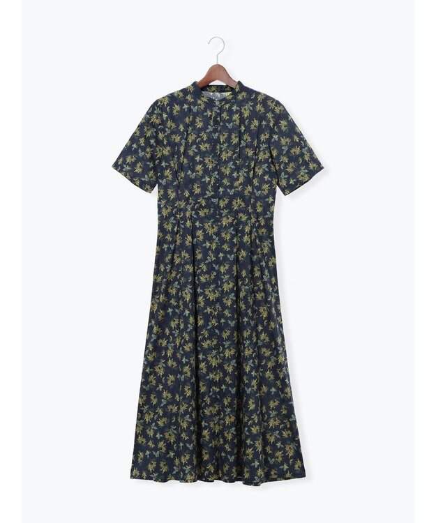 Te chichi 【LIBERTY FABRICS】ウエストタックワンピース ネイビー