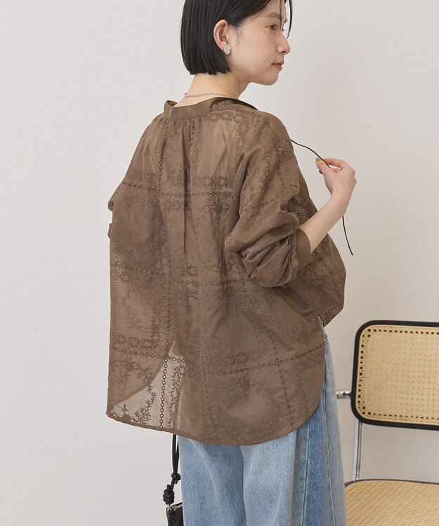 AMERICAN HOLIC スキッパーレースブラウス Mocha