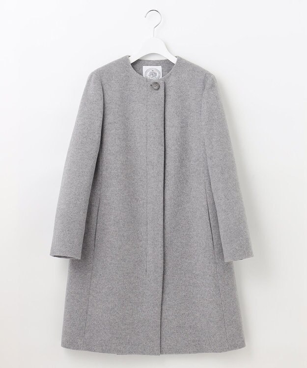 J.PRESS LADIES L アンゴラビーバー ノーカラーコート ライトグレー系