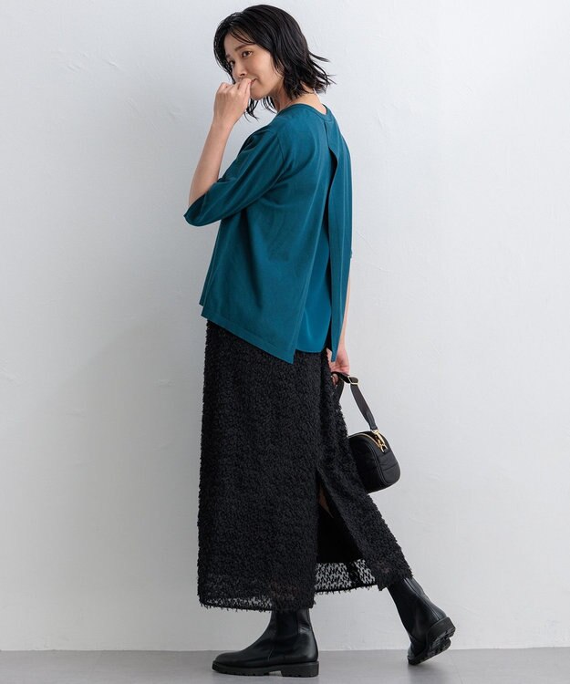 23区 S 【洗える】ヘアリーカットジャカード スカート ブラック系