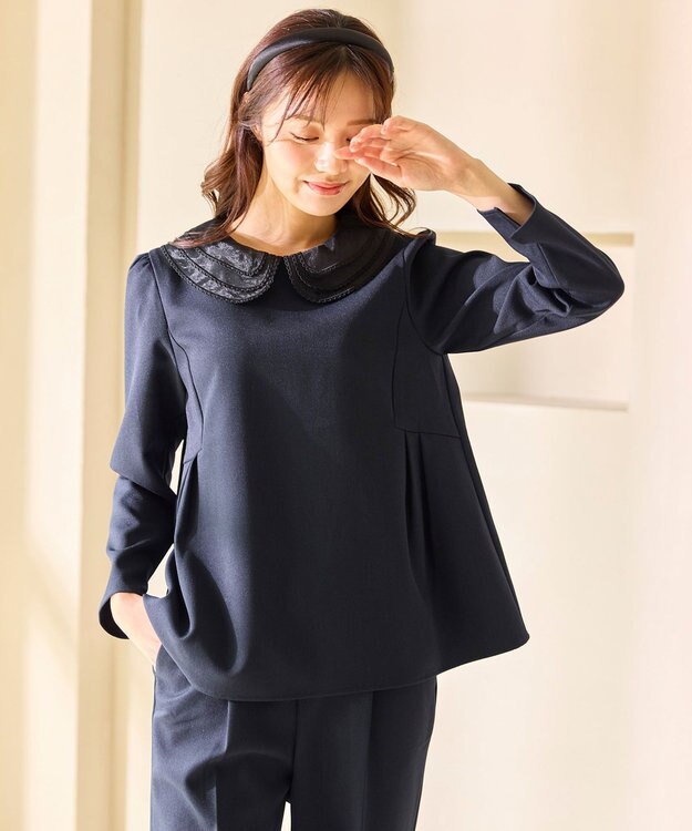 Feroux 【先行予約】2WAYレースカラー美シルエット セットアップ ネイビー系