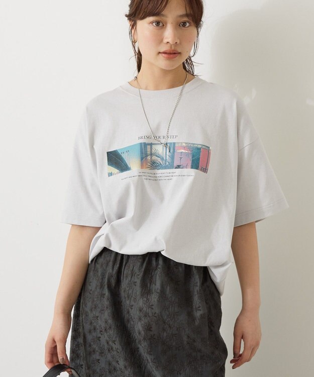 AMERICAN HOLIC ボックスフォトTシャツ Light Gray