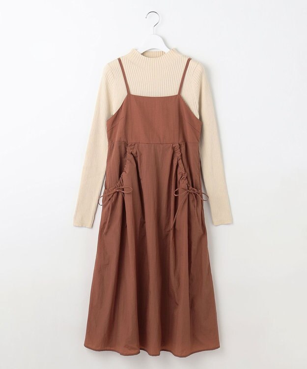 Feroux 【洗える】ニットセット キャミソールワンピース キャメル系