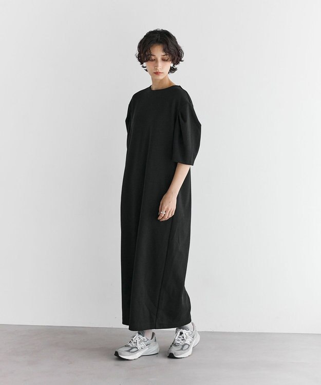 #Newans 【セレモニーにも/洗濯機可】パフスリーブロングワンピース​ ブラック