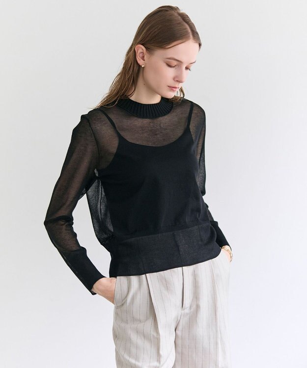 BEIGE， PYRRHOT / シアーコンビ バックスリットプルオーバー Black