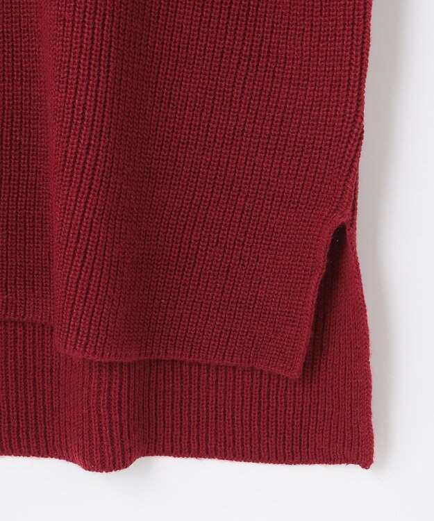 ANY ウールブレンドバルキーニット Vネック ボルドー