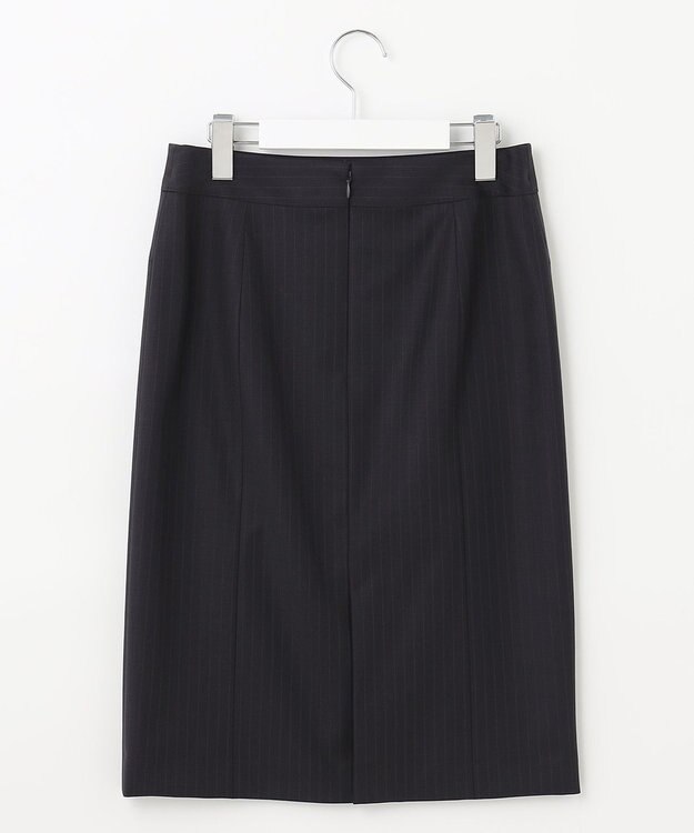 23区 【セットアップ対応】ファインネスウール タイト スカート ネイビー系ストライプ
