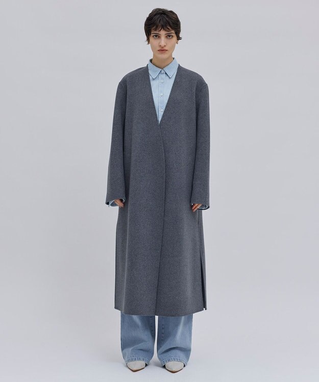 BEIGE， 【Oggi 2月号掲載】GRASSE / ストール付きリバーロングコート Md Gray