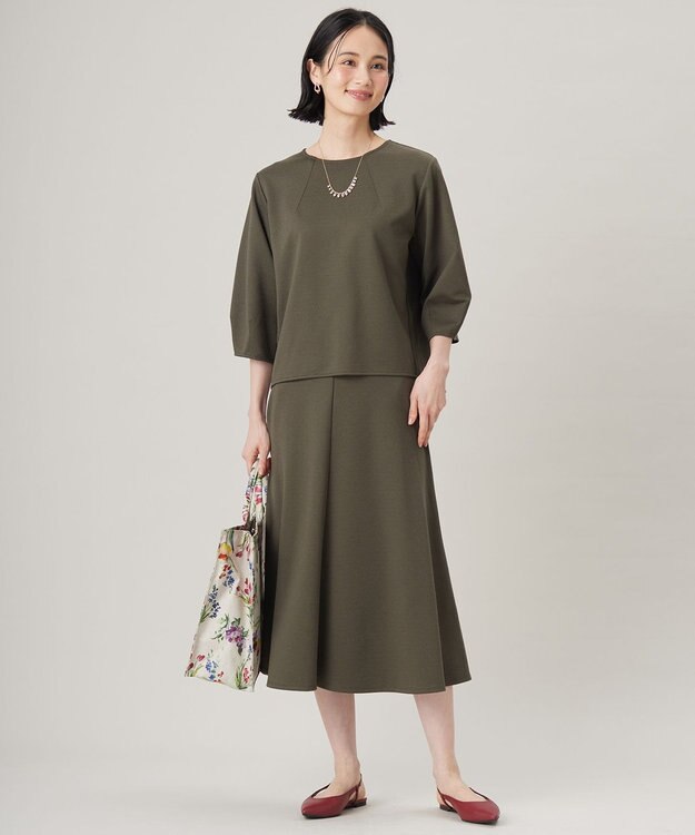 自由区 L 【セットアップ対応・洗える】ブークレダンボール カットソー カーキ