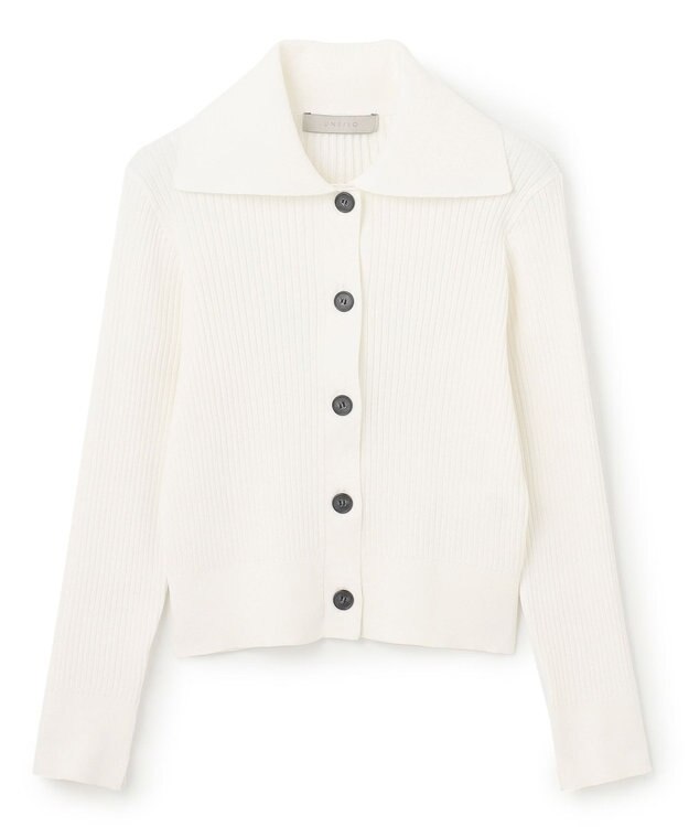 UNFILO 襟付きクロップドカーディガン オフ