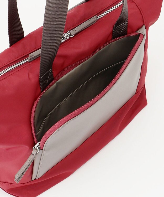 Y'SACCS ナイロン×リサイクルレザー　コンビマルチトート ワイン