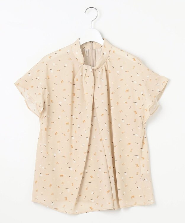 自由区 L 【洗える】ブラッシュドシャドープリント ブラウス シャンパンベージュ系