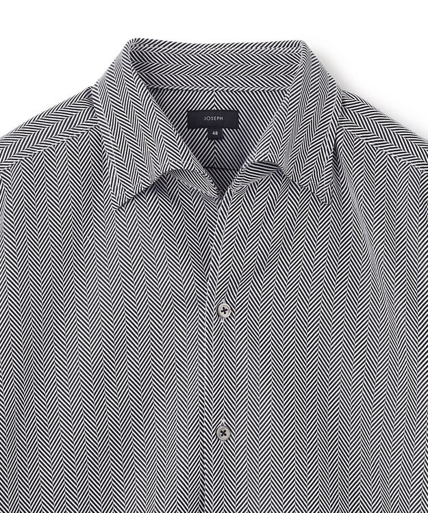 JOSEPH HOMME クレイジーツイルへリンボン　イタリアンカラーシャツ ブラック系1