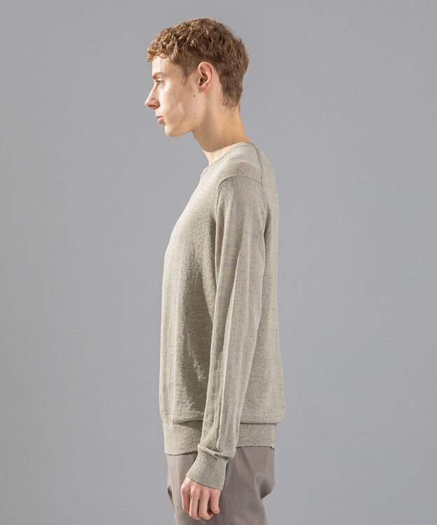 JOSEPH HOMME リネンナイロンプレーン　クルーネックニット アイボリー系