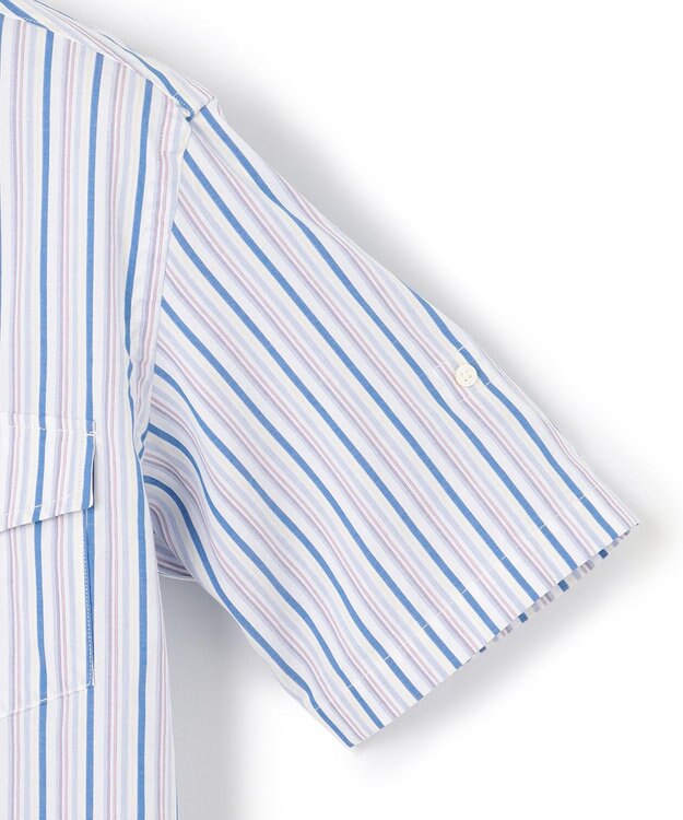 J.PRESS MEN オーガニックコットンダブルチューブマルチストライプシャツ ブルー系1