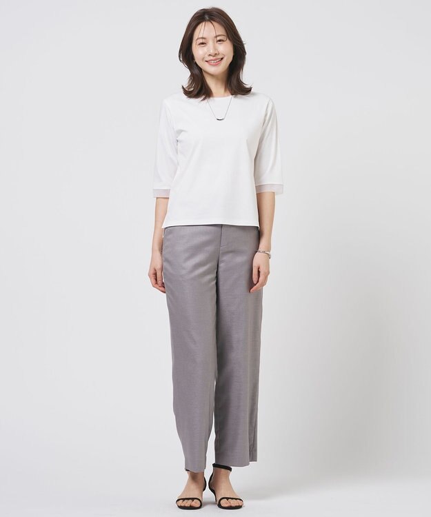 J.PRESS LADIES S OXIJEWEL ストレッチ ストレート パンツ グレー系