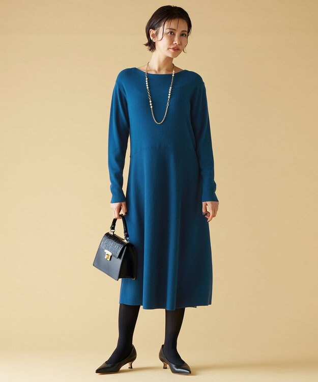 自由区 S 【セットアップ対応】ヴィスコースウールニット ワンピース リッツブルー