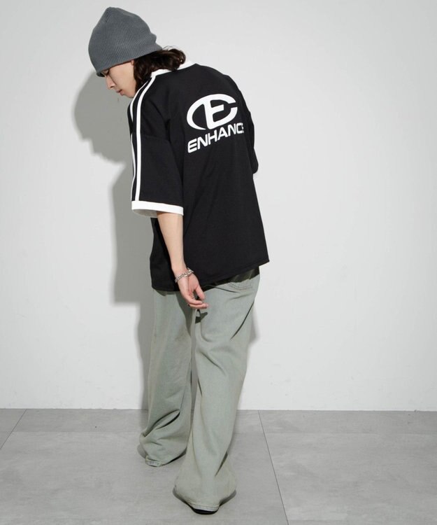 WEGO 【ユニセックス着用ITEM/MLサイズ展開】バックロゴラインリンガーT ブラック