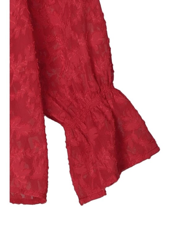 Green Parks シアージャガード花柄フリルブラウス Red