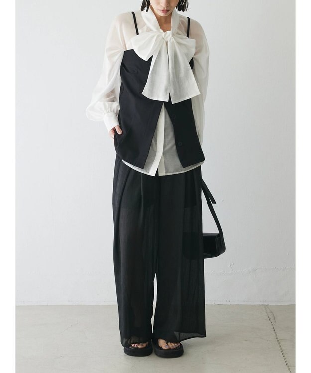 Green Parks AnriettMusee シアータックワイドパンツ Black