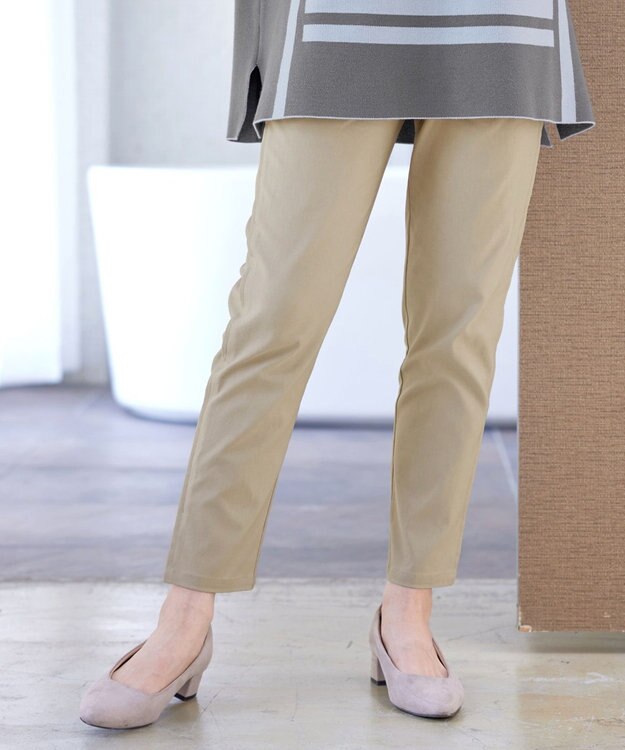 Tiaclasse L 【洗える】ストレッチサイドラインパンツ ベージュ