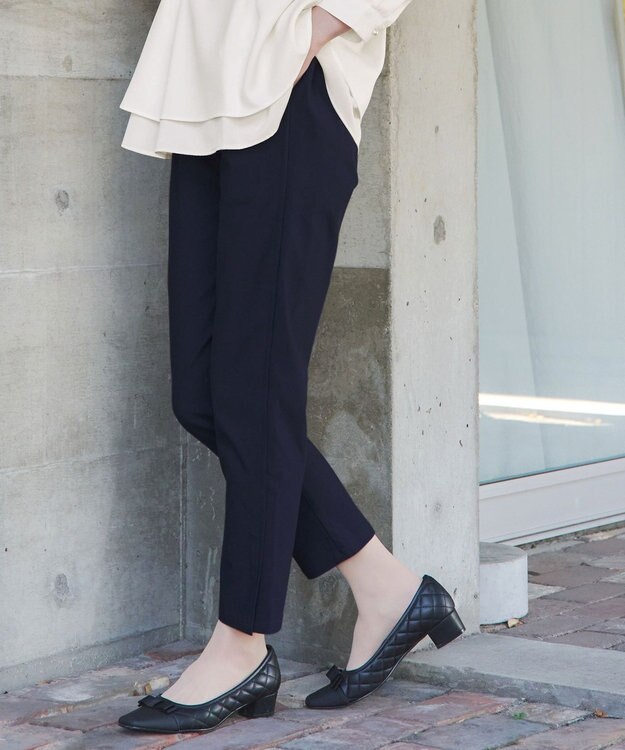 Tiaclasse L 【洗える】ストレッチサイドラインパンツ ネイビー