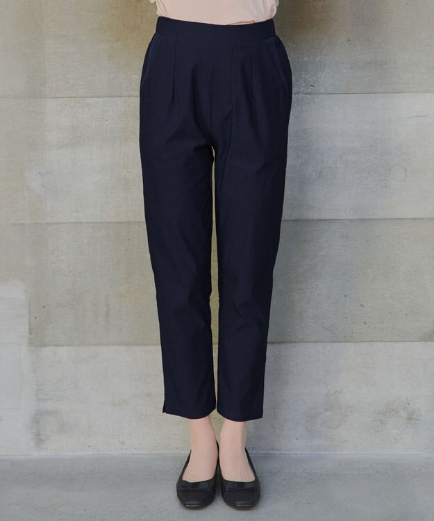 Tiaclasse L 【洗える】ストレッチサイドラインパンツ ネイビー