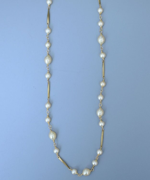 monshiro ガラスパールチェーン ショートネックレス ホワイト